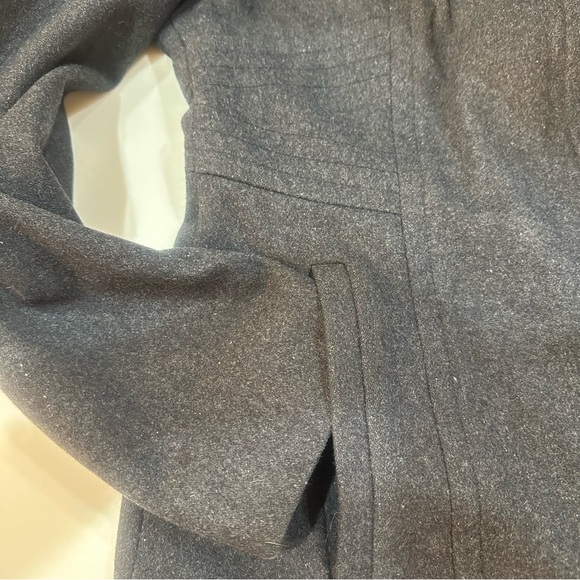 Anne Klein AK Charcoal Grey Hooded Zip-Up Wool Blend Jacket Side Pickets Size M - Picture 10 of 13